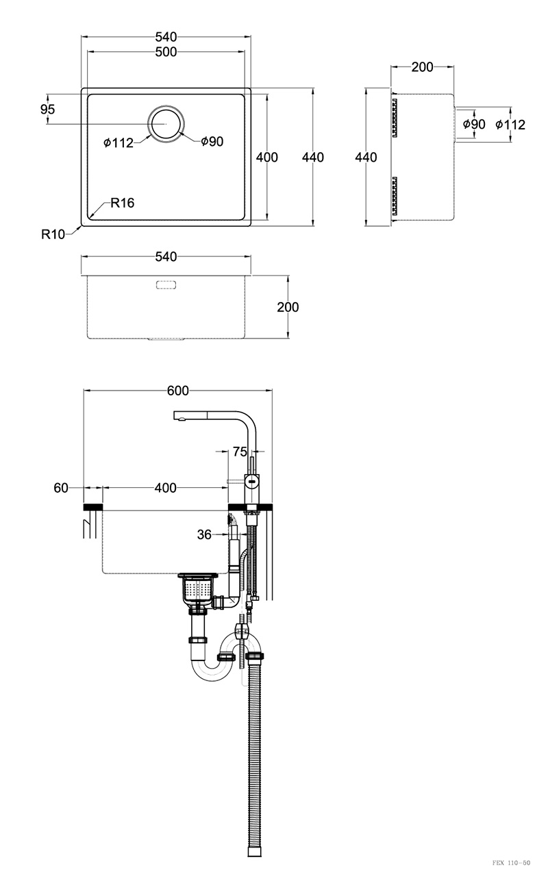 FRANKE 不鏽鋼廚房水槽 FEX 110-50